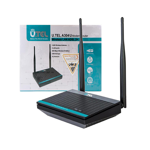 A304U U.TELtel مودم روتر بی سیم مدل A304U U.TEL برند یوتل
