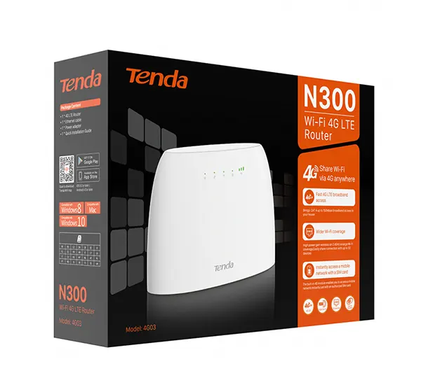 مودم روتر سیم کارت خور LTE وایرلس N300 تندا مدل Tenda 4G03