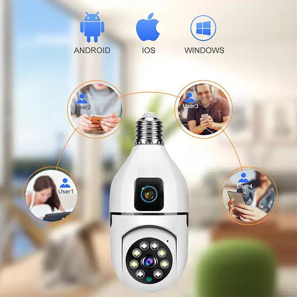 5-Dual Lens Wireless Bulb Camera دوربین لامپی دولنز Dual Lens Wireless Bulb Camera