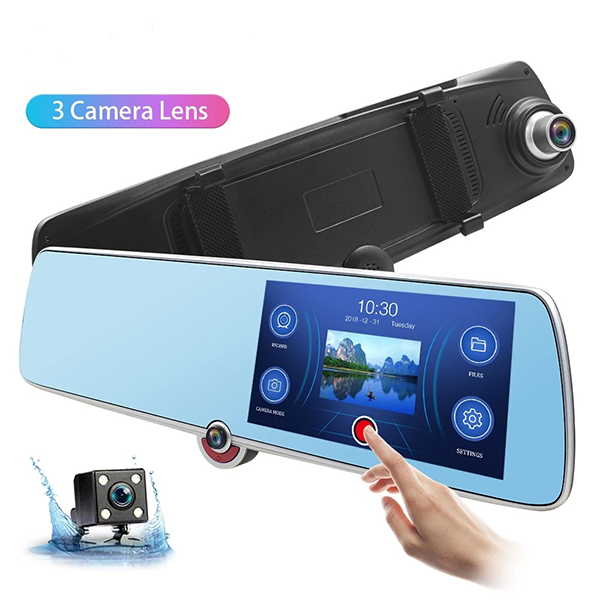3-mirror of 3 car cameras (recording and display of all three cameras) آینه 3 دوربین خودرو (ضبط و نمایش هرسه دوربین)
