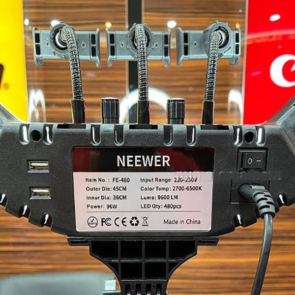 2- NEEWER FE-480 رینگ لایت 96 وات نیور NEEWER FE-480 به همراه ریموت، سه پایه و کیف