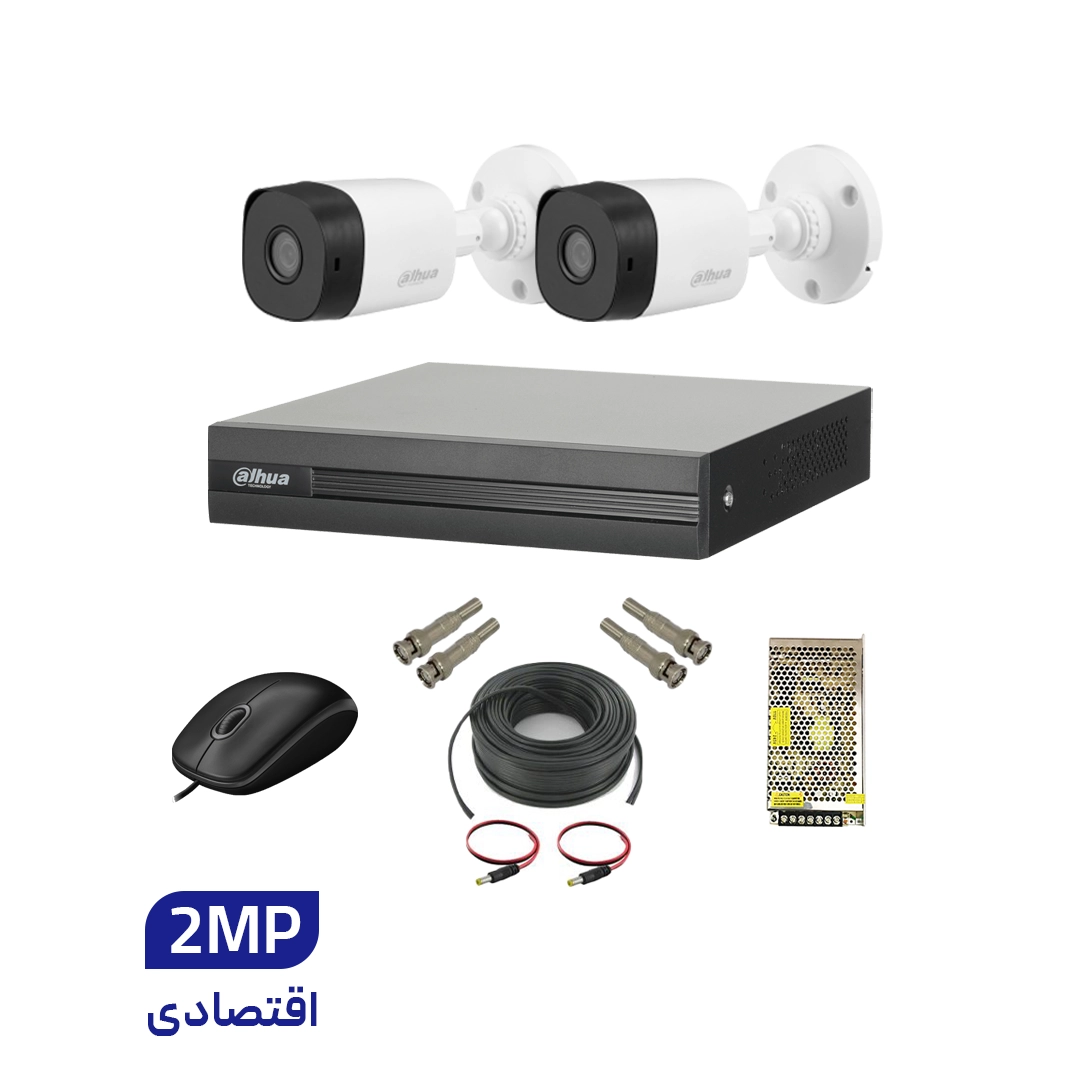 پکیج کامل 2 دوربین مداربسته داهوا B1A21P