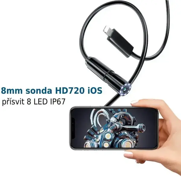 WSE8x5SL-01 (1) دوربین آندوسکوپی شلنگی ۱۰ متری Lightning (ios)