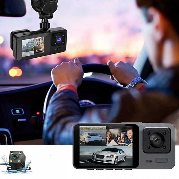 2-Car dash cam 3 lens model s10 دوربین ثبت وقایع خودرو 3 لنز مدل s10