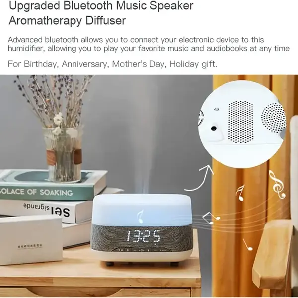 AROMA DIFFUSER5 دستگاه بخورسرد و آروما تراپی و اسپیکر AROMA DIFFUSER