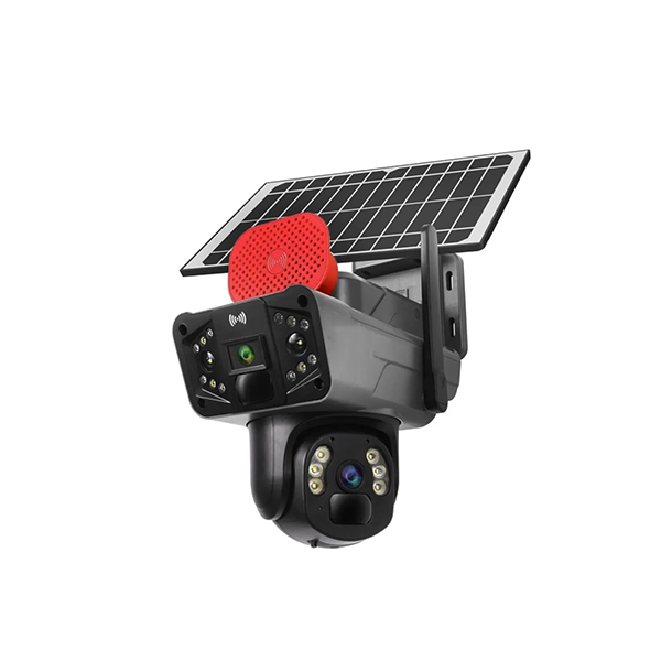 دوربین مداربسته مینی اسپیددام سولار سیمکارتی 2K دو لنز 4G آژیردار برند O-KAM