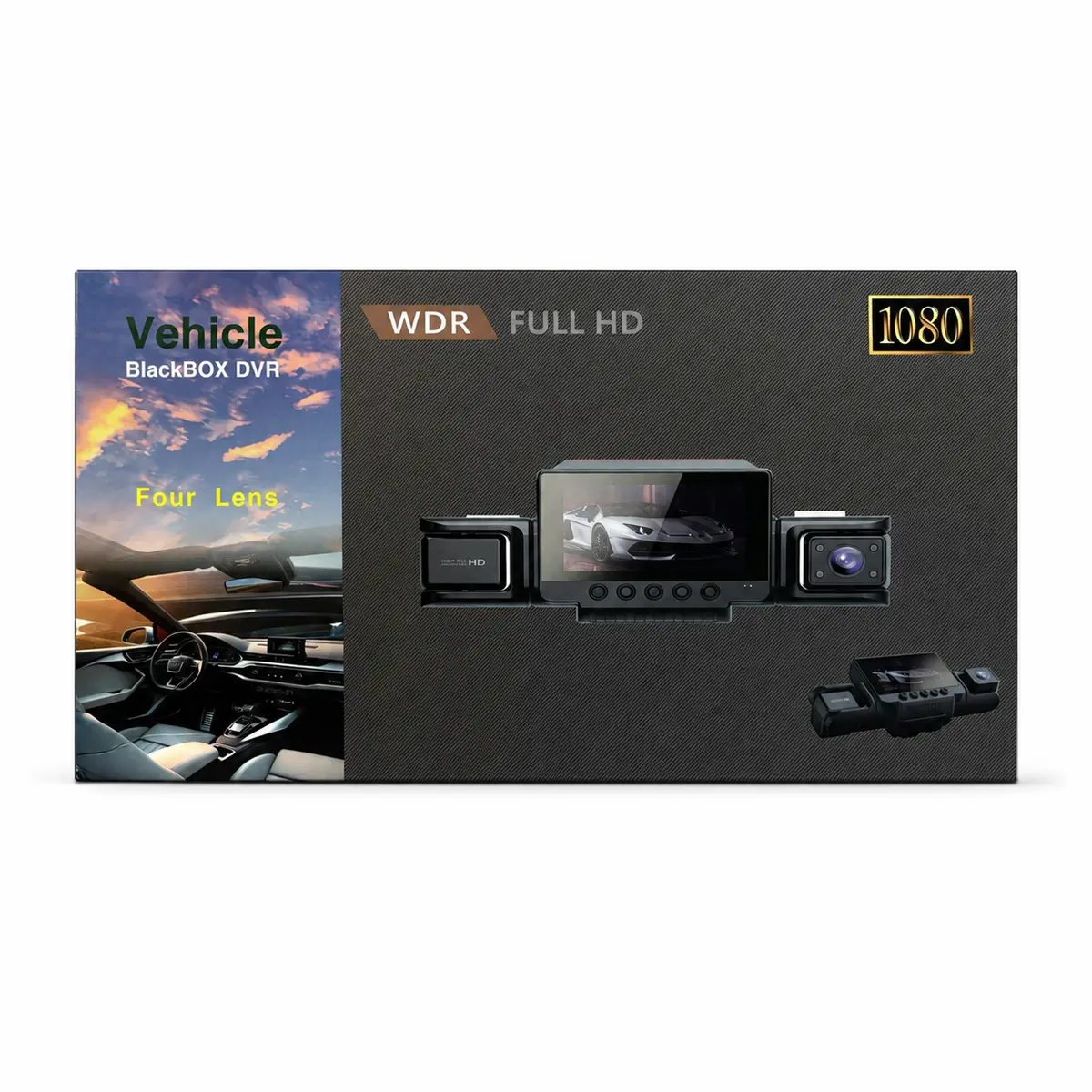 dashcam-package-front-studio-v1 جعبه دوربین ثبت وقایع ۴ لنز Vehicle BlackBOX DVR
