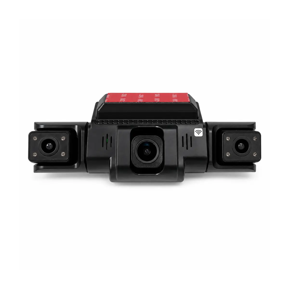 dashcam-three-lens-wifi-studio-v1 نمای سه لنز روی دستگاه Vehicle BlackBOX DVR با WiFi