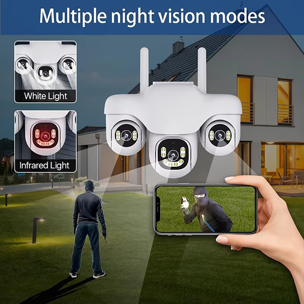 088 دوربین مینی اسپیددام سیمکارتی سه لنزه V380 PRO مدل V380 PRO