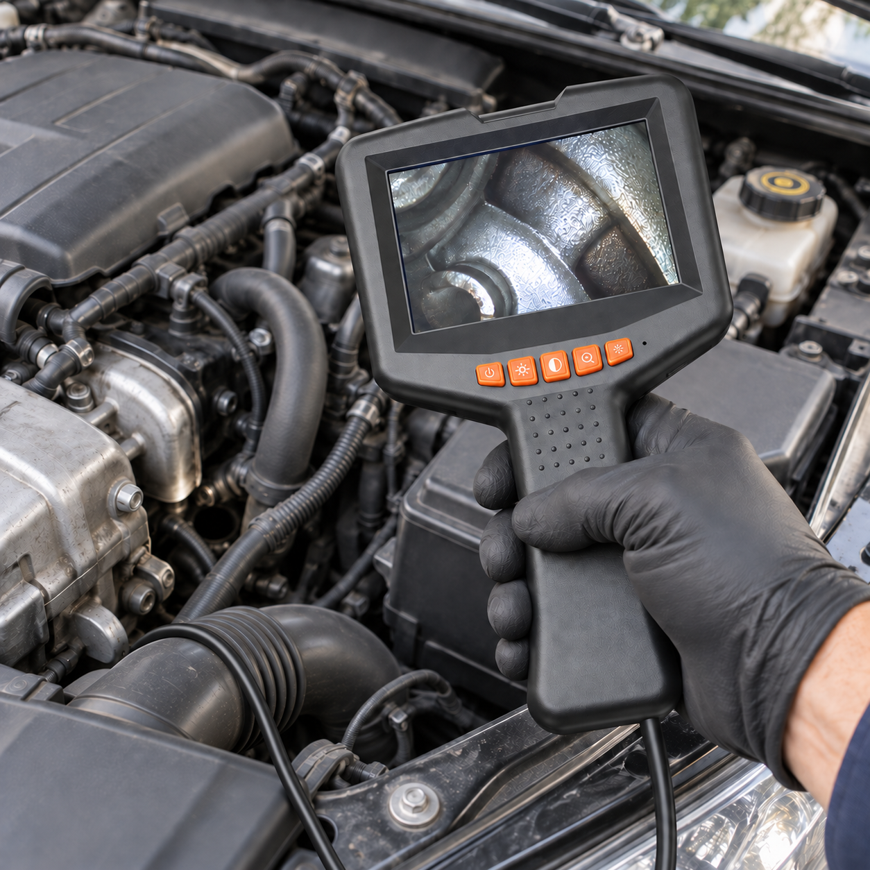 g41-04-engine-inspection تصویرسازی استفاده از دوربین آندوسکوپی G41 برای بازرسی موتور خودرو