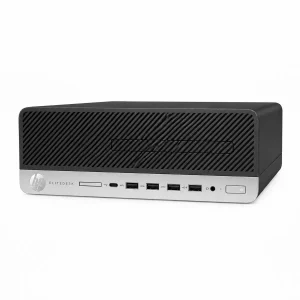 نمای سهربع جلوی مینی کیس HP EliteDesk 705 G4 در حالت افقی