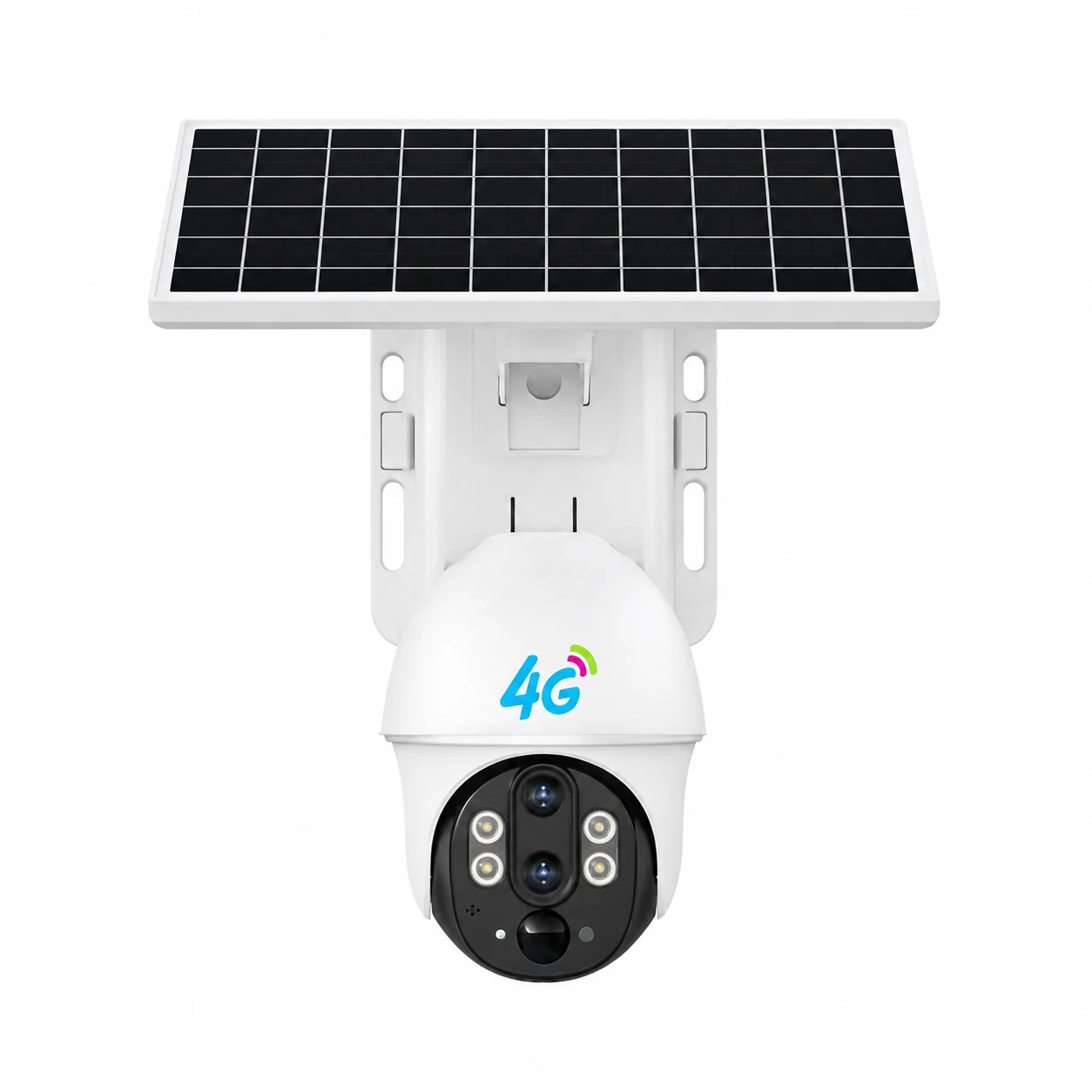 نمای روبهرو دوربین خورشیدی VC6-DL-4G نمای روبهرو دوربین خورشیدی سیمکارتی دو لنز VC6-DL-4G همراه پنل خورشیدی