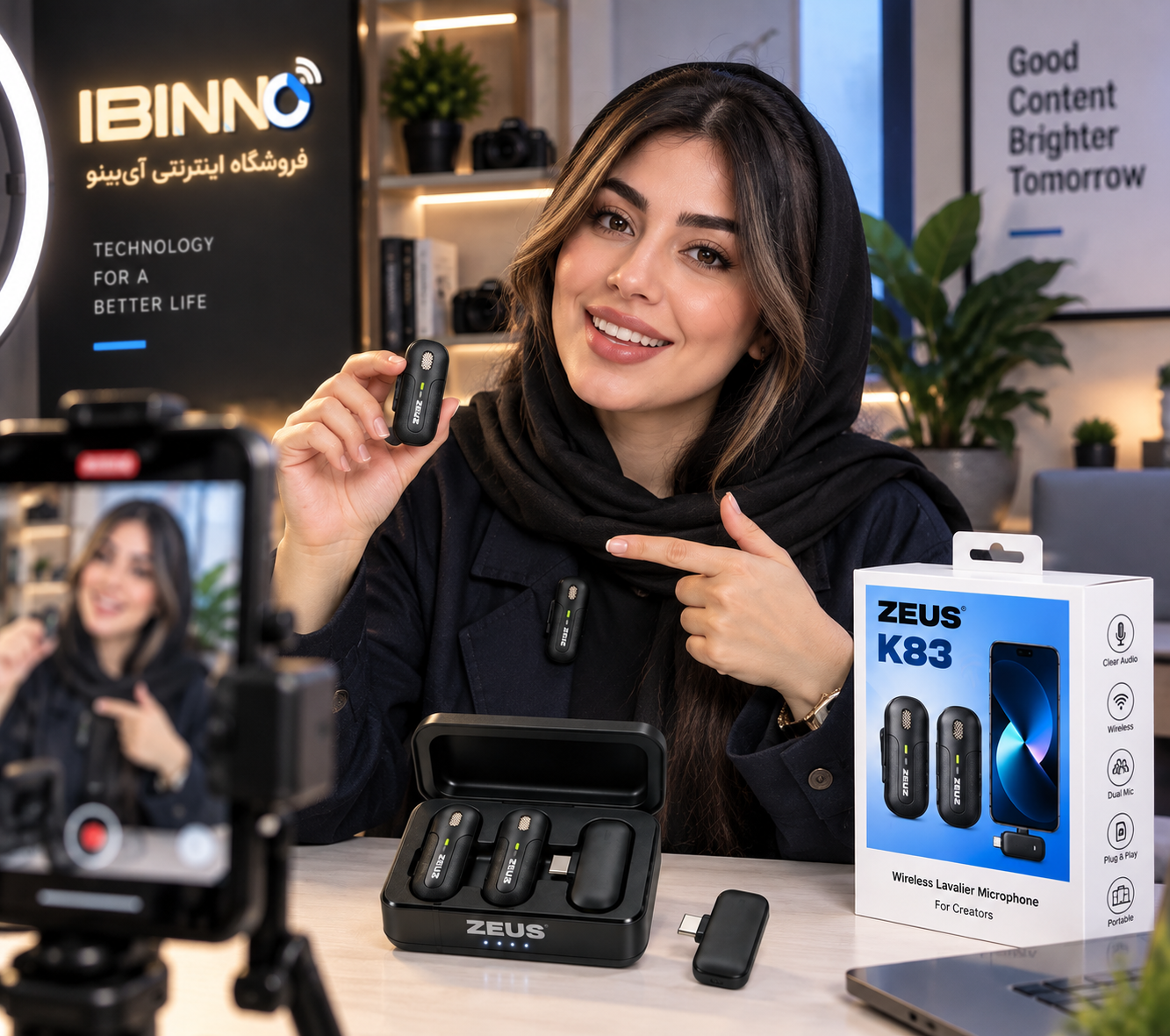 کاربرد میکروفون بیسیم زئوس K83 برای تولید محتوا استفاده از میکروفون بیسیم زئوس K83 برای تولید محتوا با موبایل